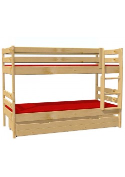 Bettkasten mit Rost als Zusatzbett 85 x 196 x 17 cm Massiv Holz mit Rollen