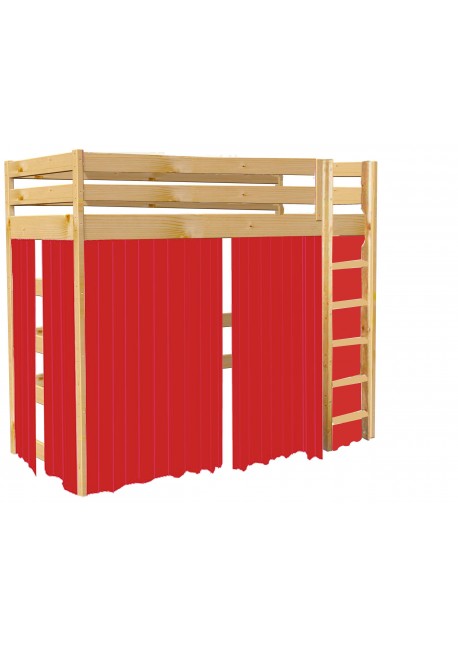 Hochbett Vorhang-Set Lotta 5tlg. Höhe 130 cm zu 175 cm hohe Betten Farbe  rot