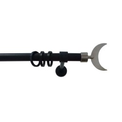 Stilgarnitur 28mm, schwarz mit Endstück "Mond" in chrom...