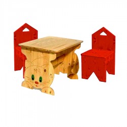 Kindersitzgruppe "Katze" Holz massiv ohne Schadstoffe...