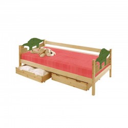 Kinderbett Sofabett, Massivholz mit Rollrost, Kopf-und...